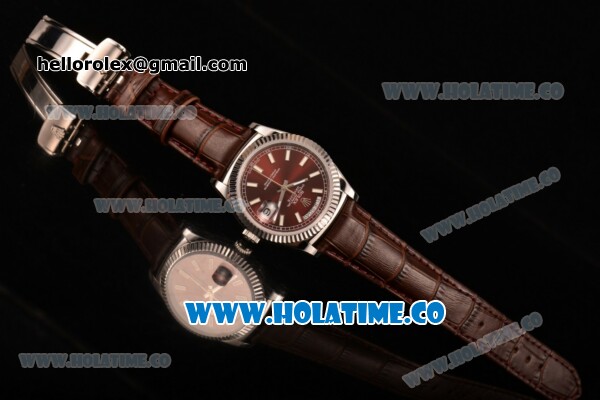 Rolex Day-Date Asia 2813/Swiss ETA 2836/Clone Rolex 3135 Automatic Steel Case with Stick Markers and Brown Dial (BP) - Click Image to Close